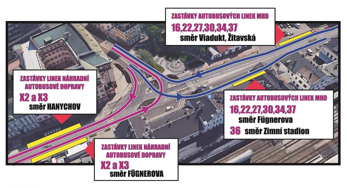 V Liberci bude od soboty po dobu dvou týdnů uzavřená část Žitavské ulice k viaduktu